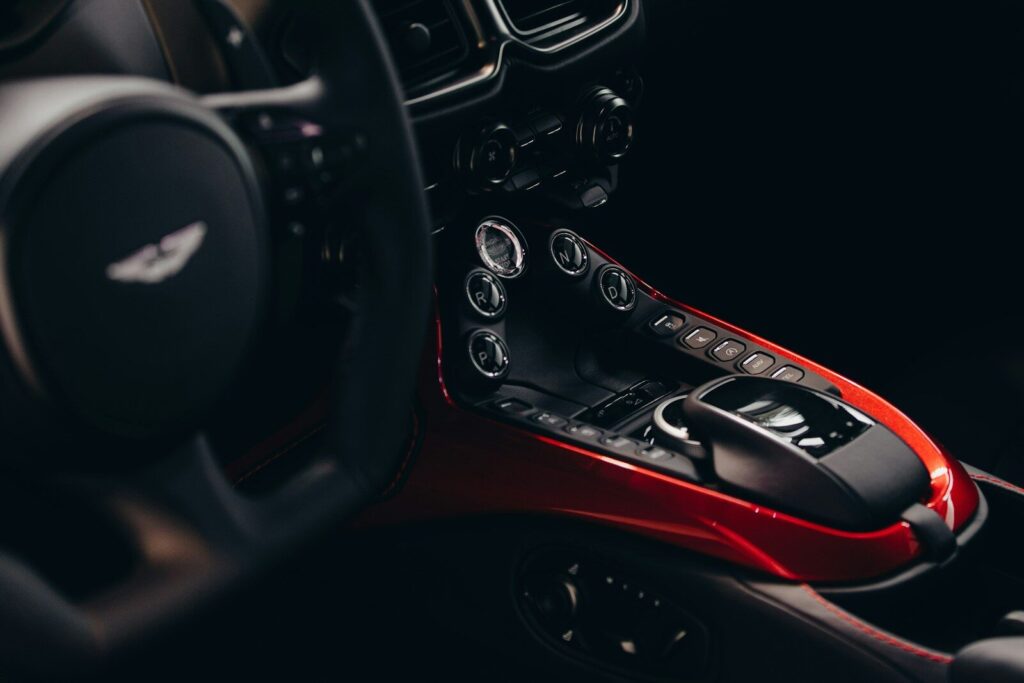 red and black car center console